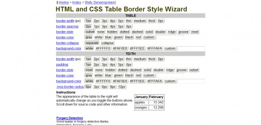CSS Table Wizard