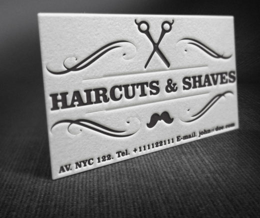 Letterpress Barber Shop Business Cards